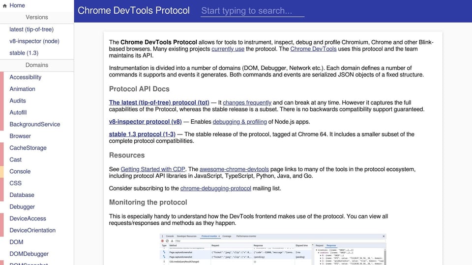 Chrome DevTools Protocol